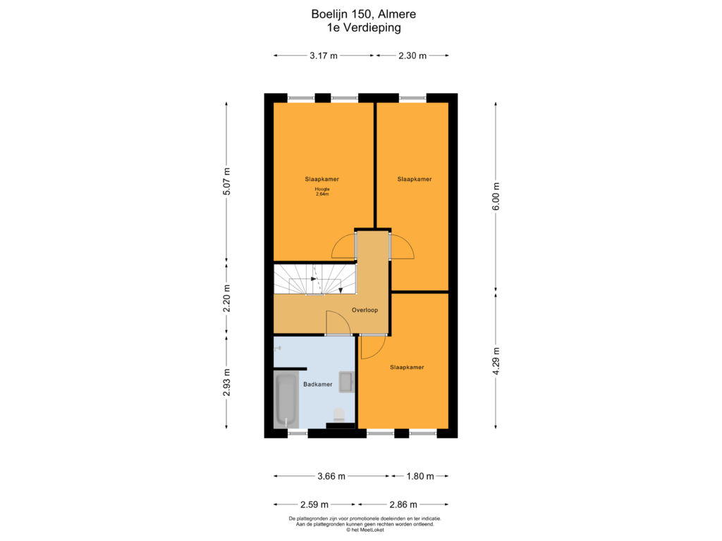 Bekijk plattegrond van 1e Verdieping van Boelijn 150