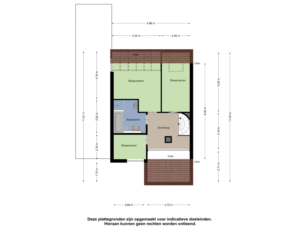 View floorplan of Eerste verdieping of Pomperschans 74