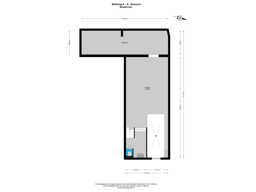 Bekijk plattegrond van Souterrain van Melkweg 6-A