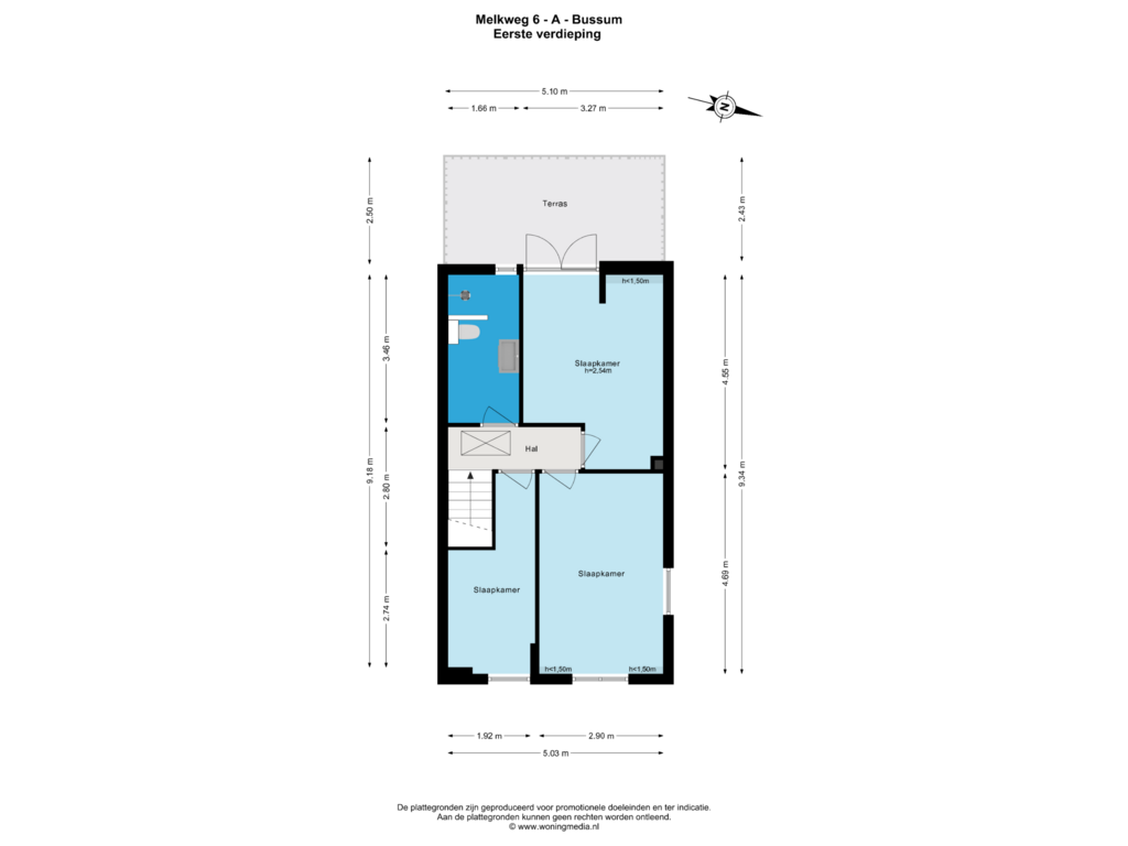 Bekijk plattegrond van Eerste verdieping van Melkweg 6-A