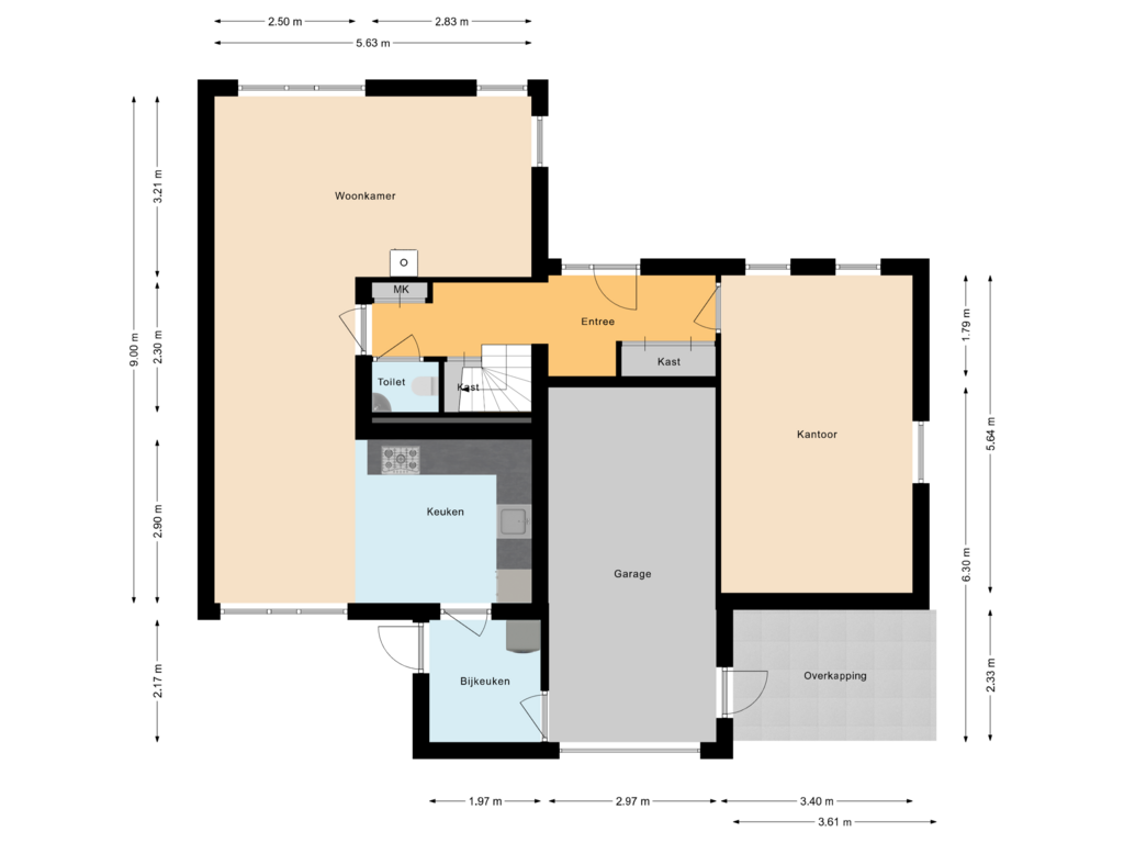 Bekijk plattegrond van Begane grond van Nicolaas Oostinghweg 19