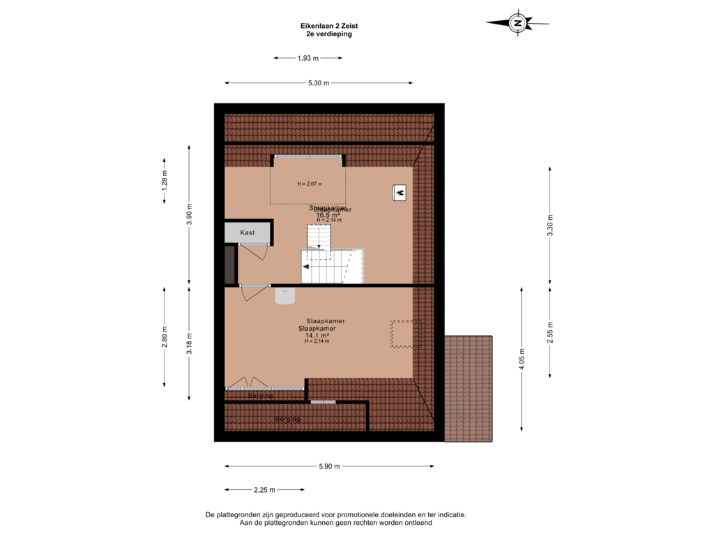 Bekijk plattegrond van 2e verdieping van Eikenlaan 2