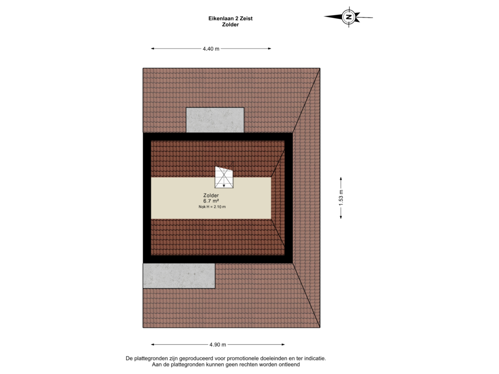 Bekijk plattegrond van Zolder van Eikenlaan 2