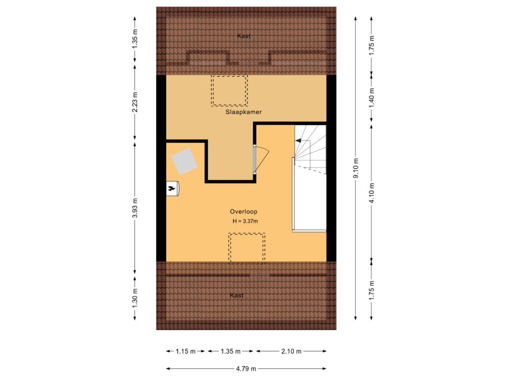 Bekijk plattegrond van Tweede verdieping van Mesdagstraat 5