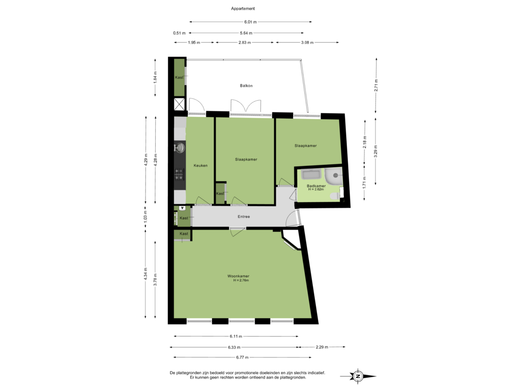 Bekijk plattegrond van Appartement van Jansbinnensingel 28-1