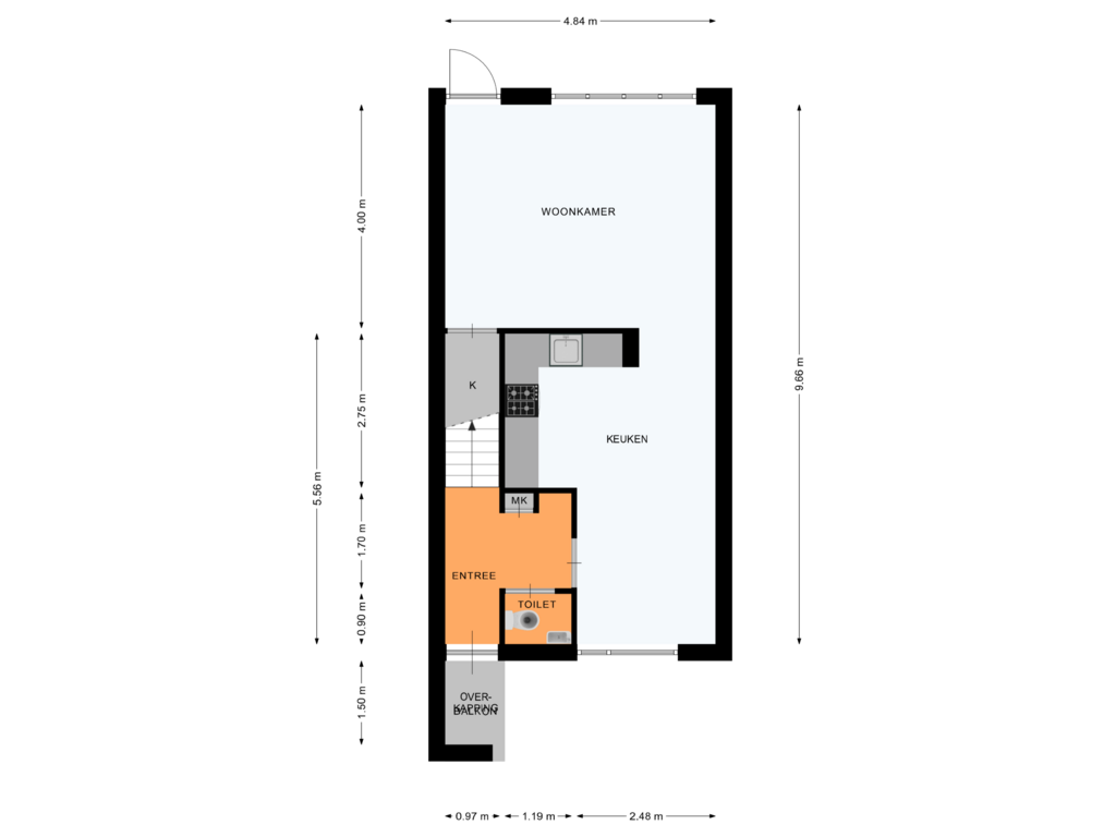 Bekijk plattegrond van BEGANE GROND van Van Zalingenstraat 15