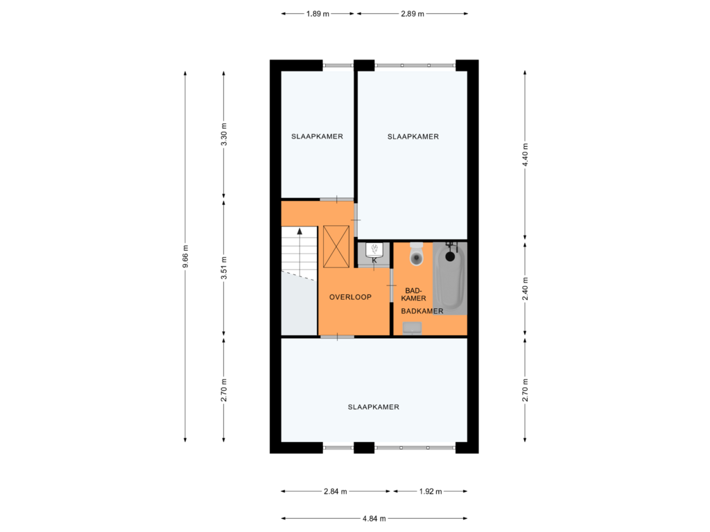 Bekijk plattegrond van 1e VERDIEPING van Van Zalingenstraat 15