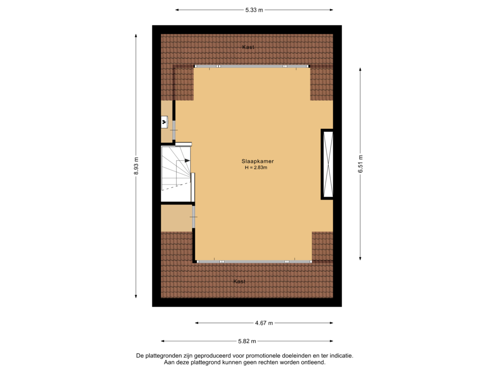 View floorplan of  Tweede verdieping of Dolphijnstraat 16