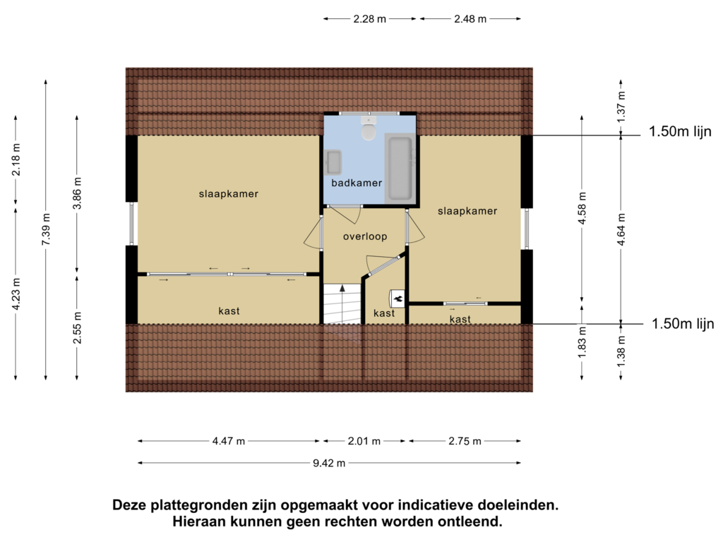 View floorplan of 1e verdieping of Kleine Heistraat 16-K252