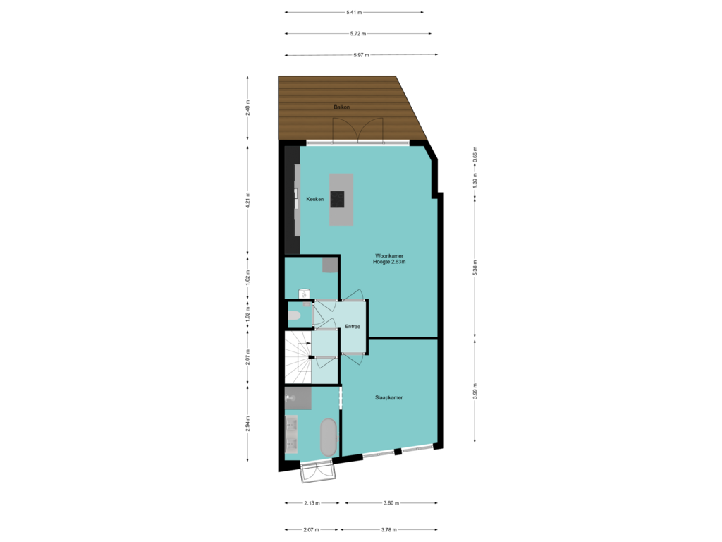 Bekijk plattegrond van 1e verdieping van Herenstraat 22-C