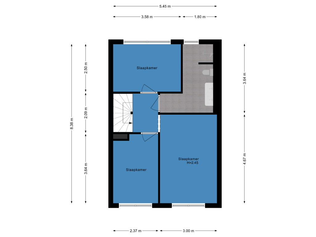 View floorplan of Eerste etage of Pieter Langendijkpad 1