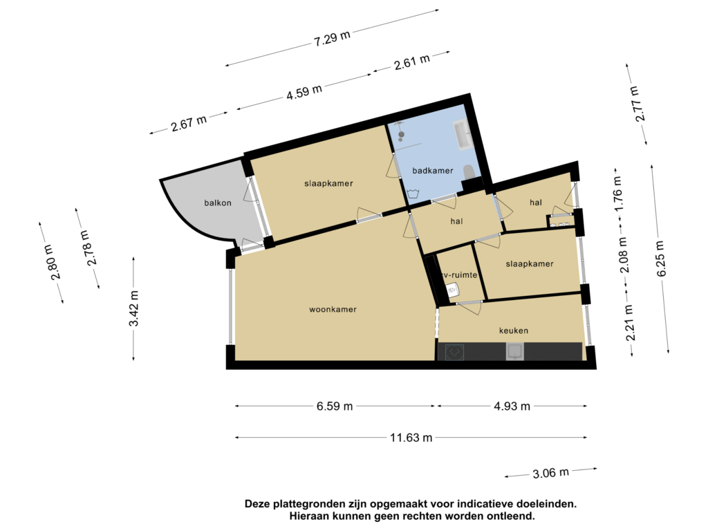 View floorplan of Appartement of Prins Bernhardstraat 60