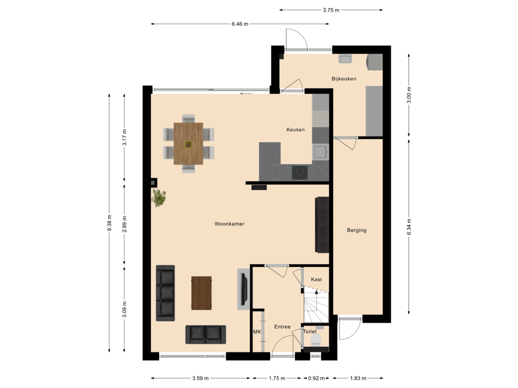 Bekijk plattegrond van Begane grond van Mr. van Sonstraat 31