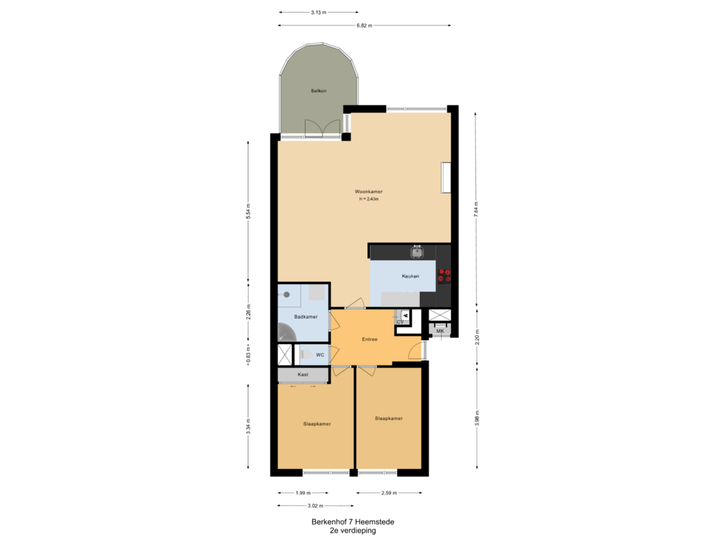 Bekijk plattegrond van 2e verdieping van Berkenhof 7