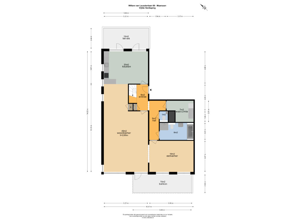 Bekijk plattegrond van VIJFDE VERDIEPING van Willem van Leusdenlaan 69