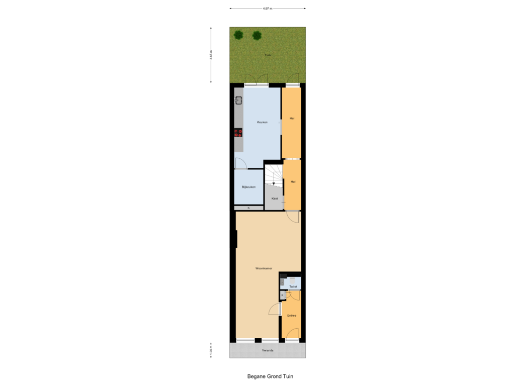 Bekijk plattegrond van Begane Grond Tuin van Vismarktstraat 22