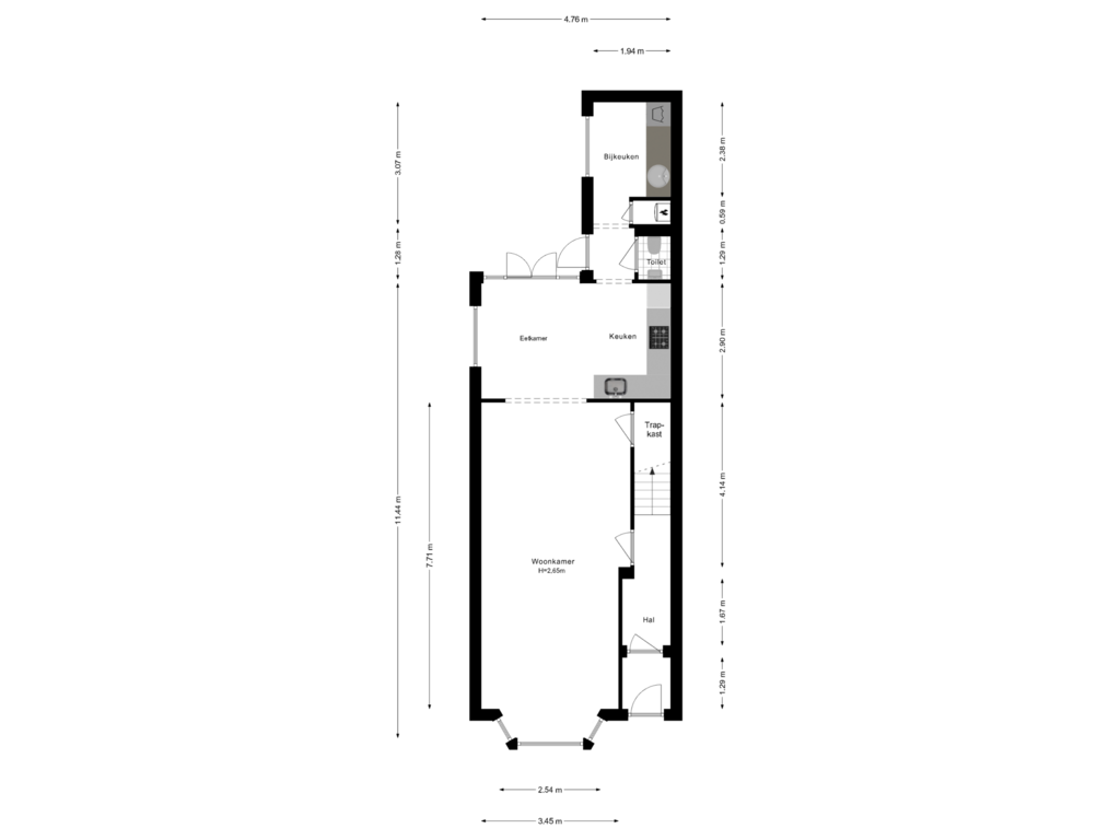 Bekijk plattegrond van Begane Grond van Huygensstraat 8