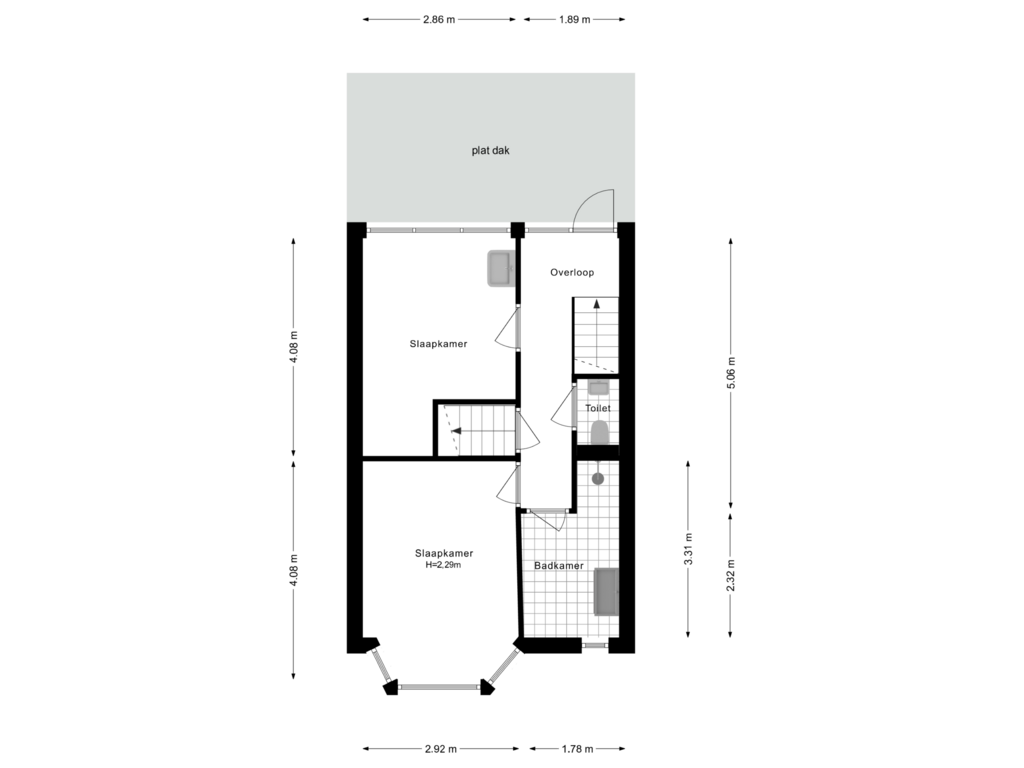 Bekijk plattegrond van 1e Verdieping van Huygensstraat 8