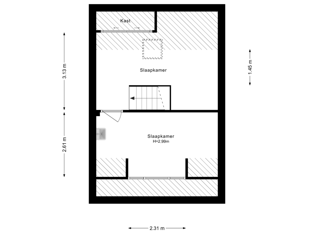 Bekijk plattegrond van 2e Verdieping van Huygensstraat 8