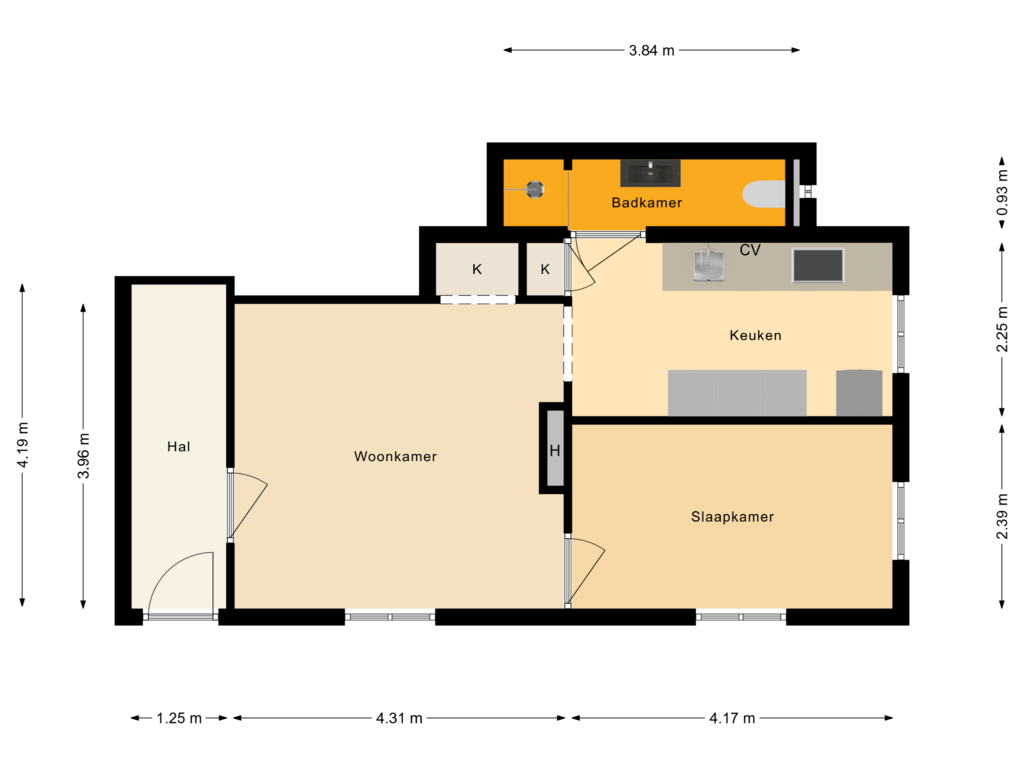 View floorplan of Begane Grond of Zaarbelinkdijk 3-B