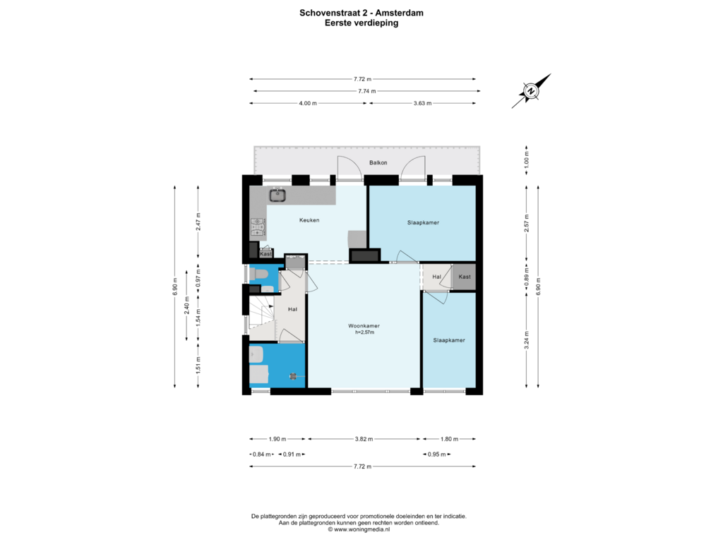 View floorplan of Eerste verdieping of Schovenstraat 2