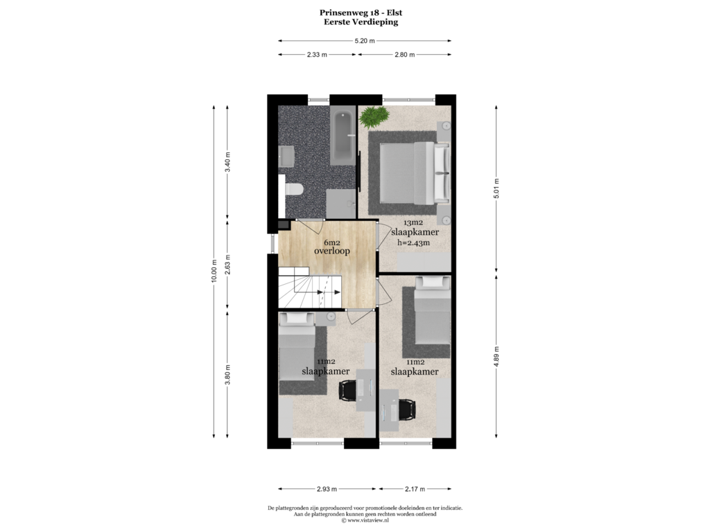 Bekijk plattegrond van EERSTE VERDIEPING van Prinsenweg 18