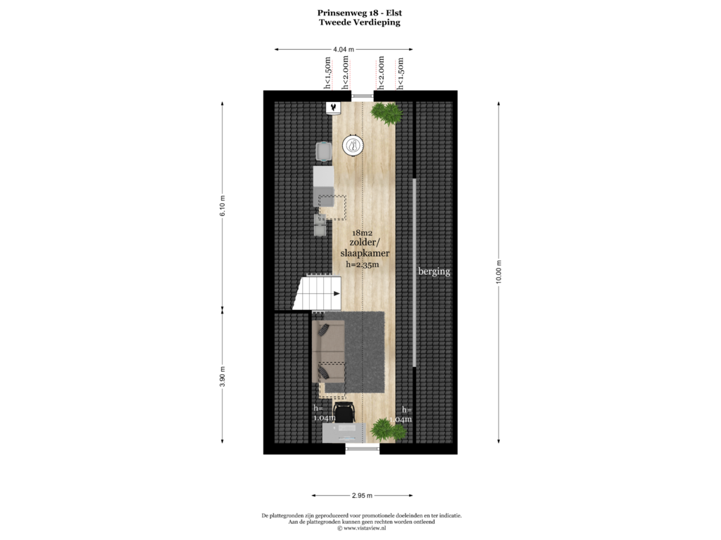 Bekijk plattegrond van TWEEDE VERDIEPING van Prinsenweg 18