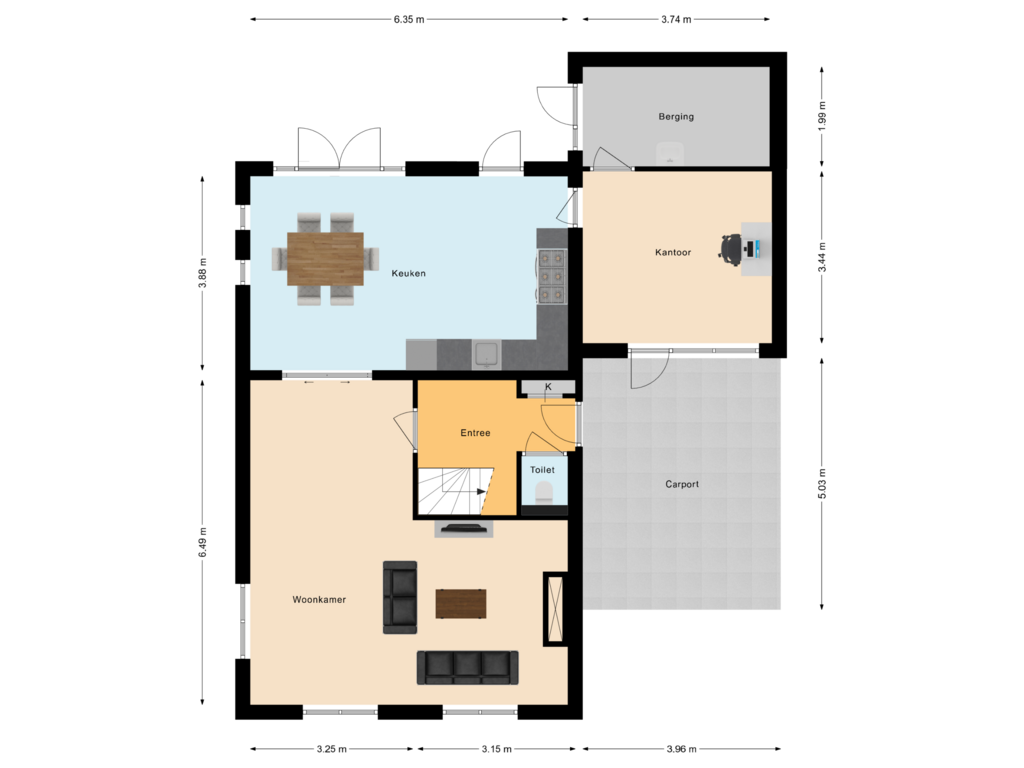 View floorplan of Begane grond of Penningkruid 22