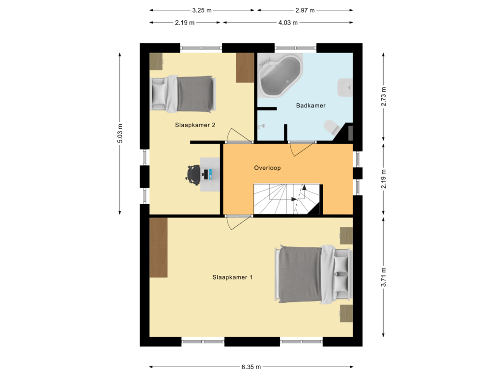 View floorplan of Eerste verdieping of Penningkruid 22