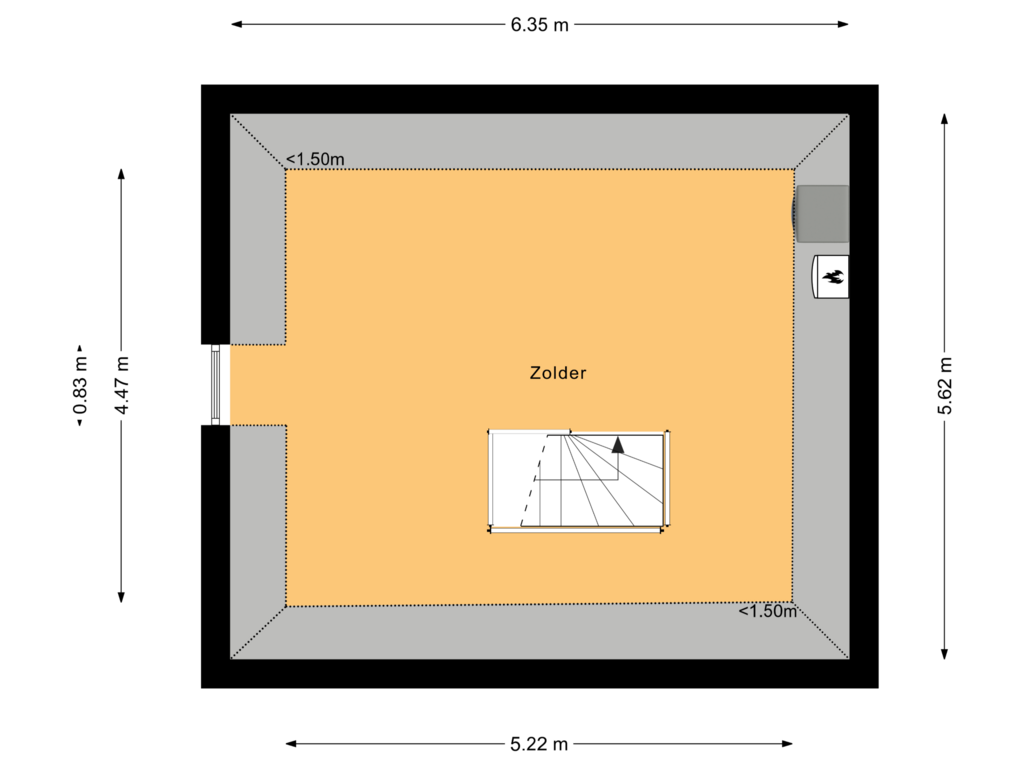 View floorplan of Tweede verdieping of Penningkruid 22