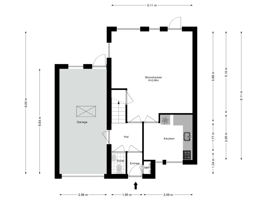 Bekijk plattegrond van Begane Grond van Piet Blokkerstraat 80