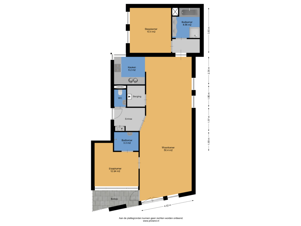 Bekijk plattegrond van Appartement van Lindegracht 53-4