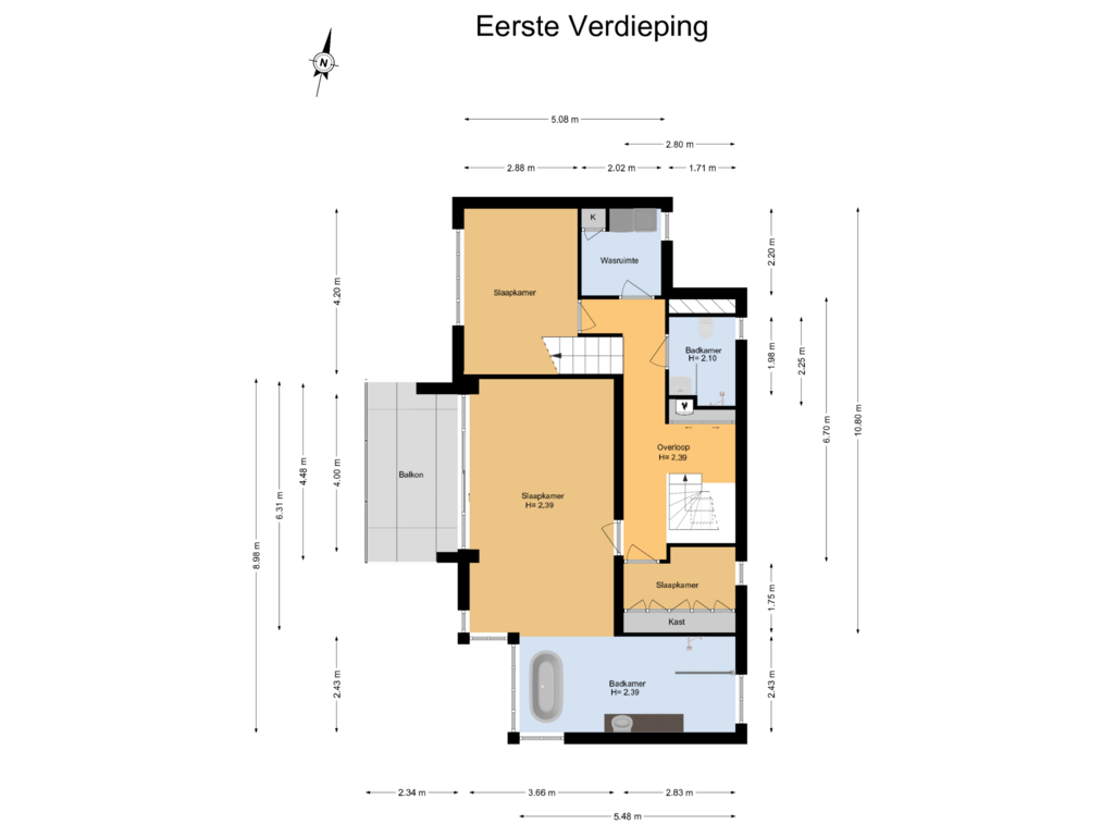 Bekijk plattegrond van 1e Verdieping van Liedeweg 31-A