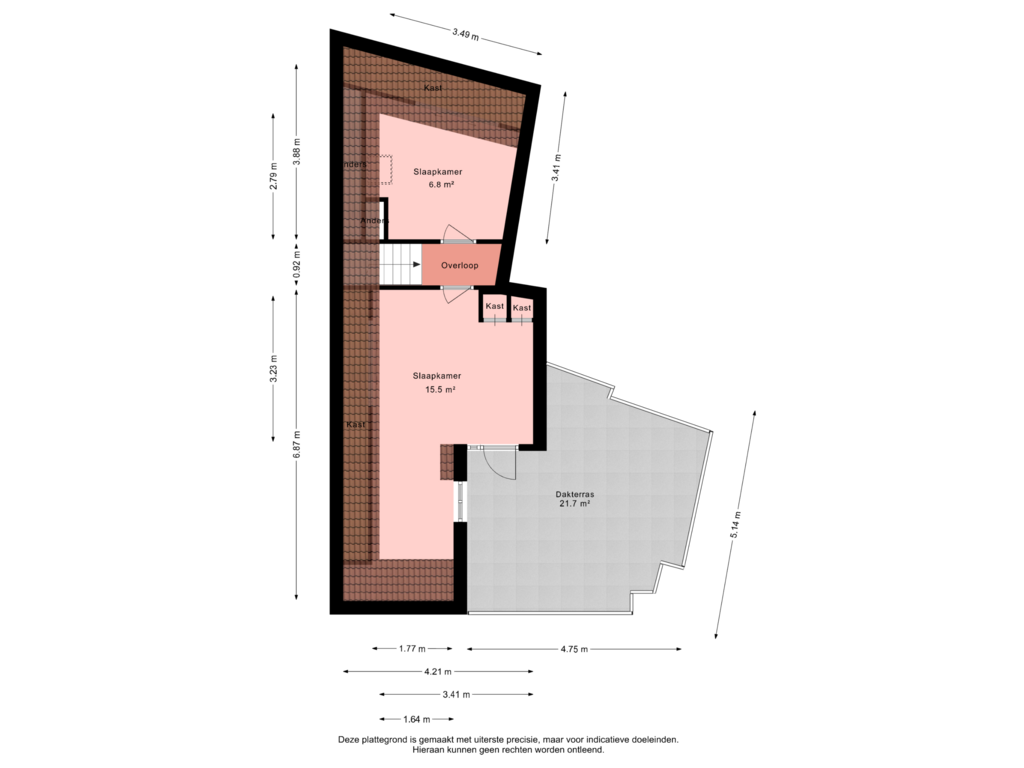 View floorplan of Tweede verdieping of Kornputsingel 1-A