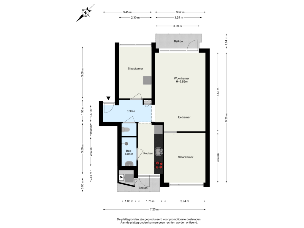 View floorplan of 2de Verdieping of G.A. Brederolaan 57-B