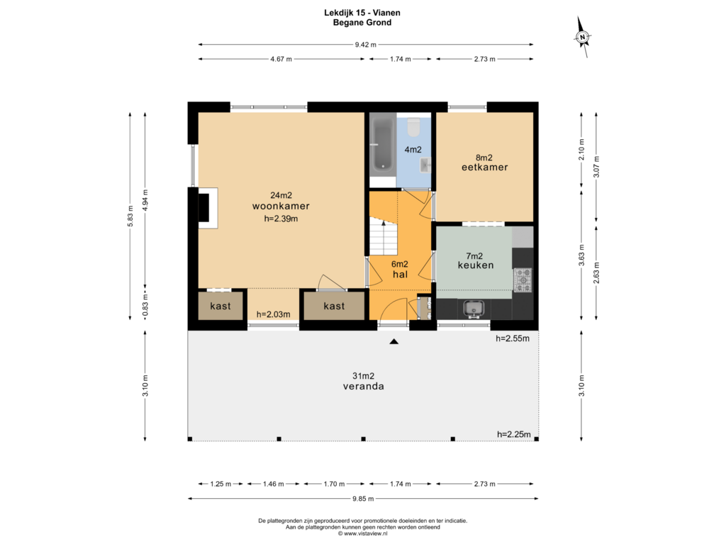 View floorplan of BEGANE GROND of Lekdijk 15