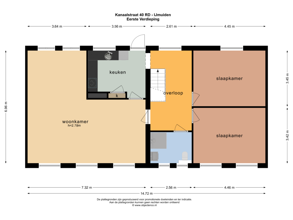 Bekijk plattegrond van EERSTE VERDIEPING van Kanaalstraat 40