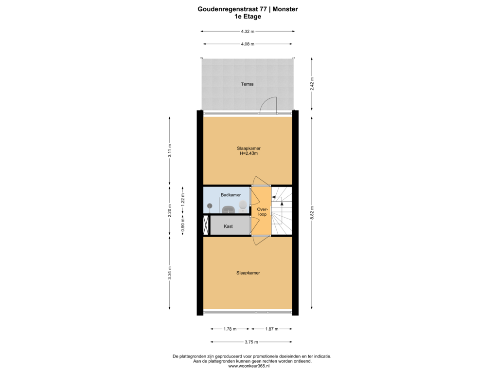 Bekijk plattegrond van 1e Etage van Goudenregenstraat 77