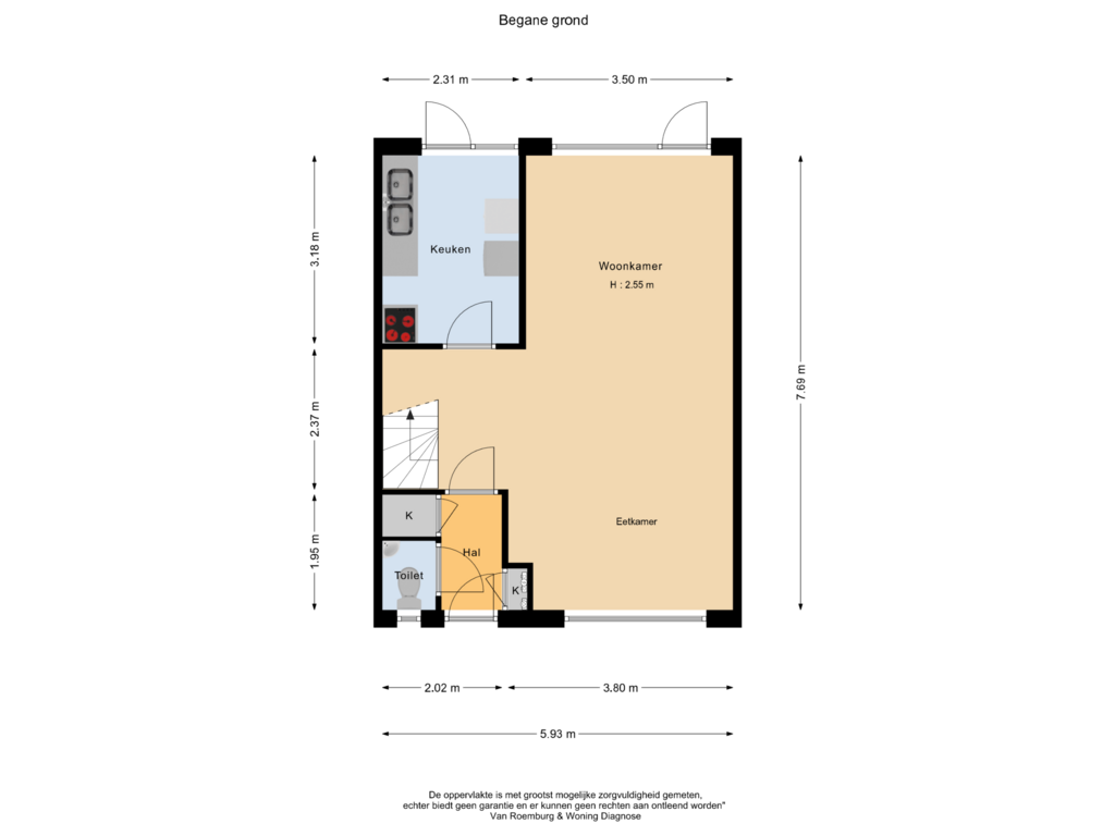 View floorplan of Begane grond of Johannes Bosboomlaan 18