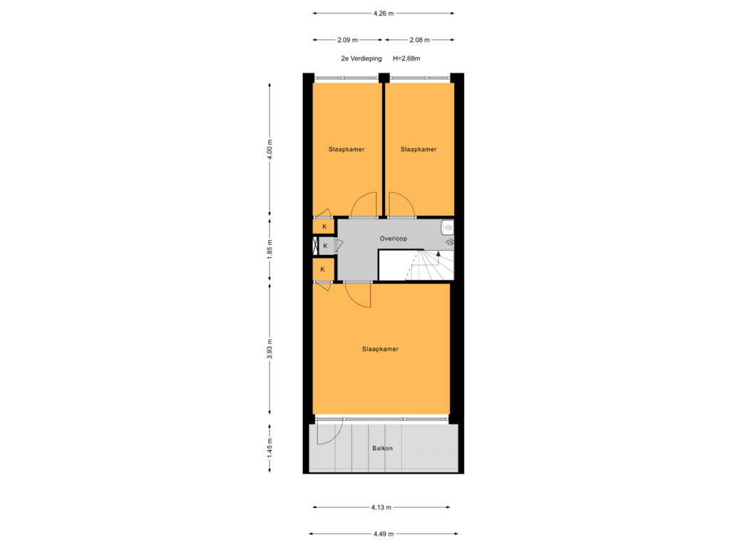 Bekijk plattegrond van 2e Verdieping van Lippe-Biesterfeldweg 14-D