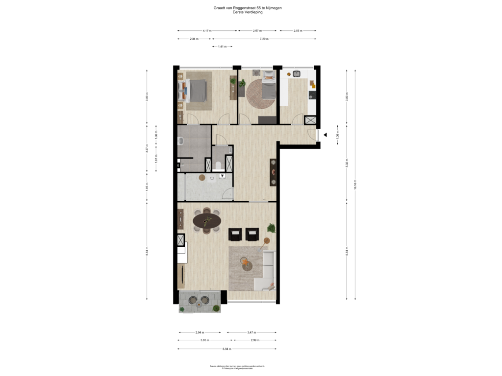 Bekijk plattegrond van Eerste Verdieping van Graadt van Roggenstraat 55