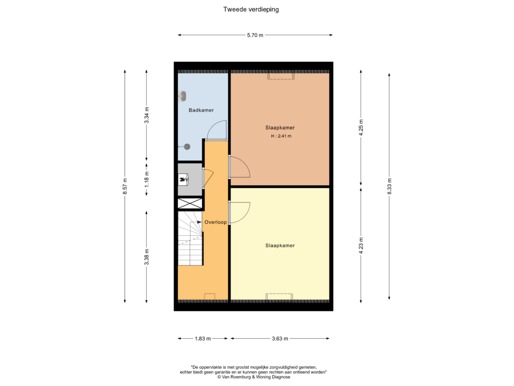 View floorplan of Tweede verdieping of Kraaipanstraat 34