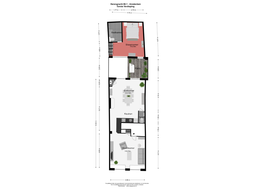 View floorplan of Eerste Verdieping of Herengracht 86-1