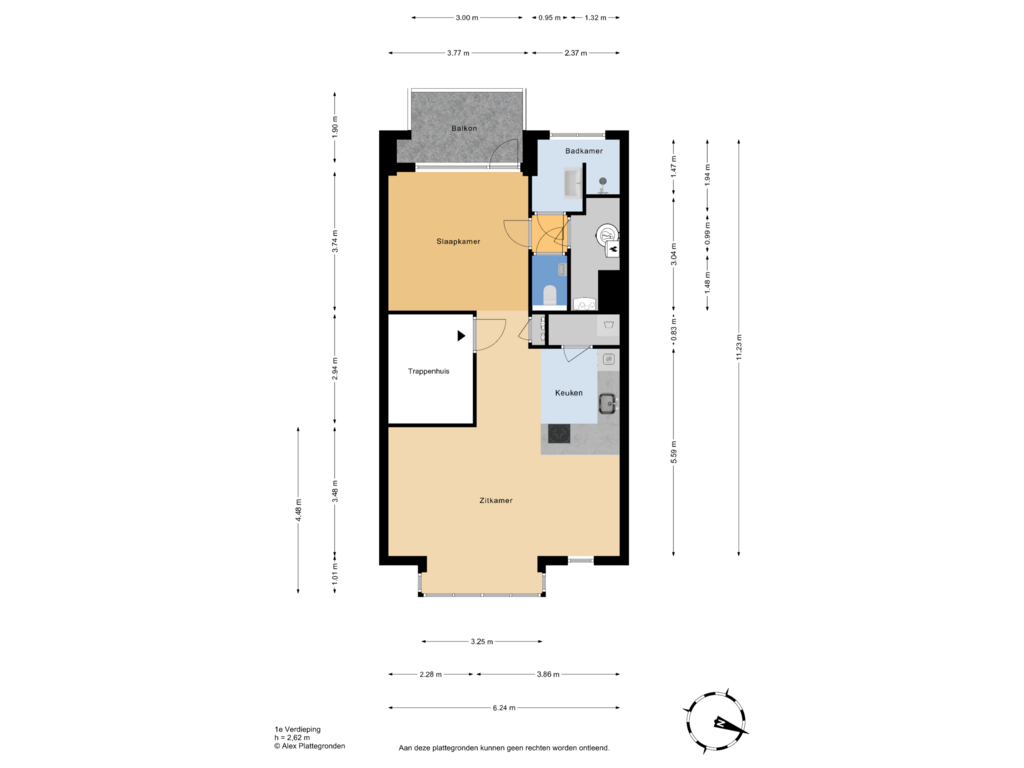 View floorplan of 1e Verdieping of Van Leeuwenhoekpark 308