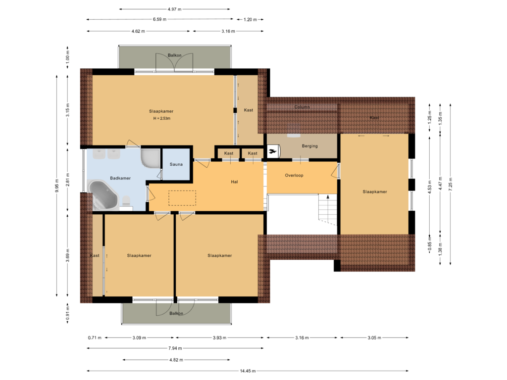 View floorplan of Eerste verdieping of Zandeweg 35