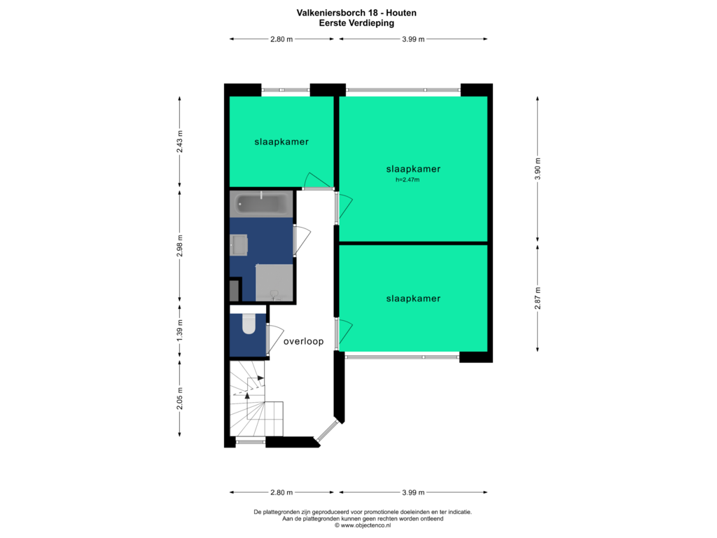 Bekijk plattegrond van Eerste Verdieping van Valkeniersborch 18