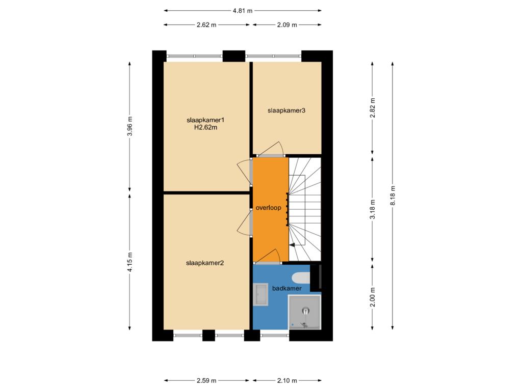 Bekijk plattegrond van Eerste verdieping van Keltenstraat 21