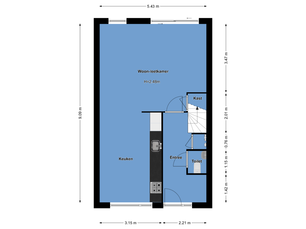 Bekijk plattegrond van Begane grond van Moerendael 28