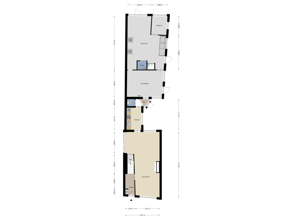 Bekijk plattegrond van Begane Grond van Langestraat 107