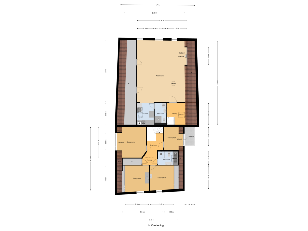 View floorplan of 1e Verdieping of Ring 12